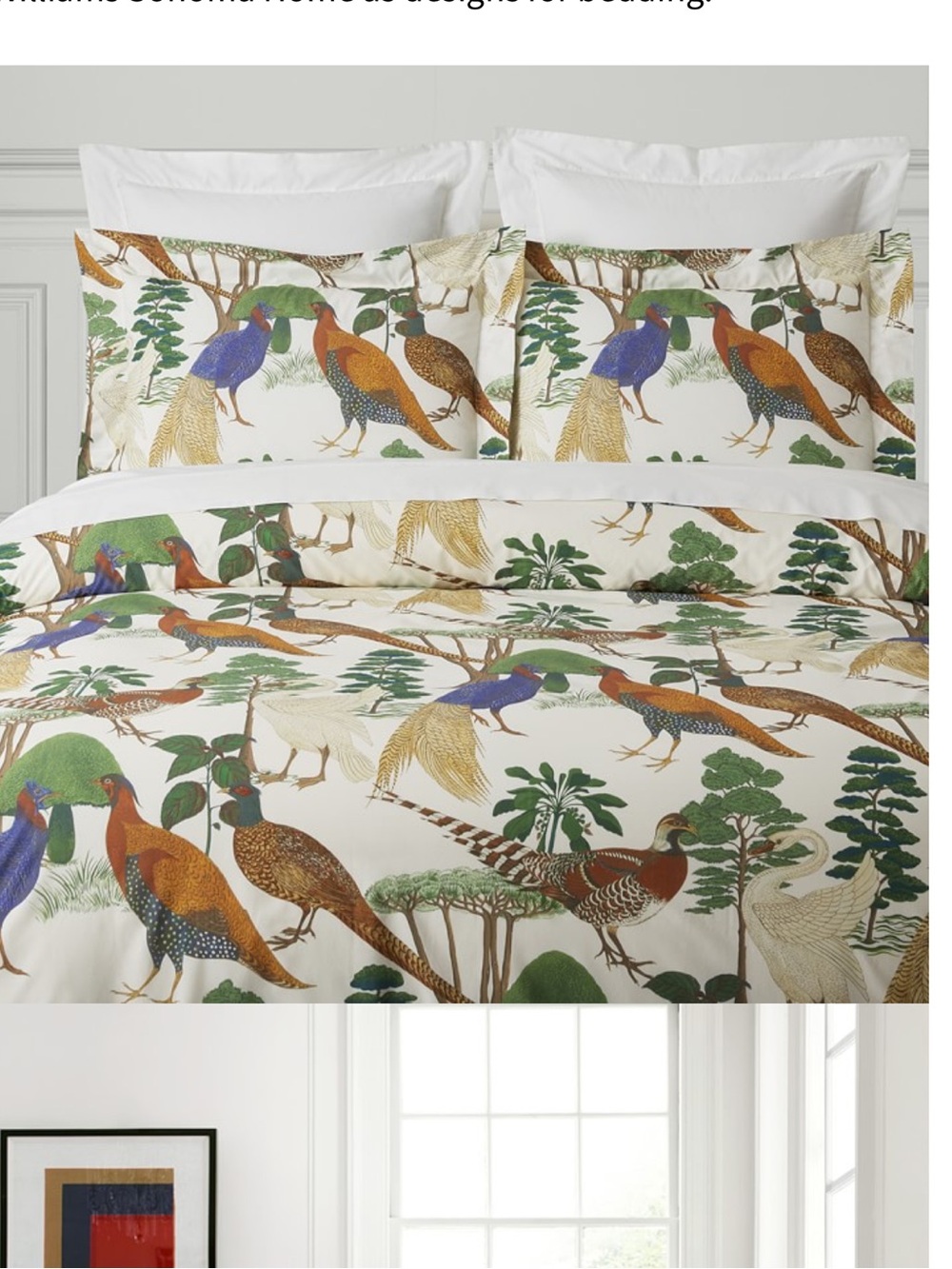 Williams Sonoma  Williams Sonoma Home Winslow Pheasant printed shams
